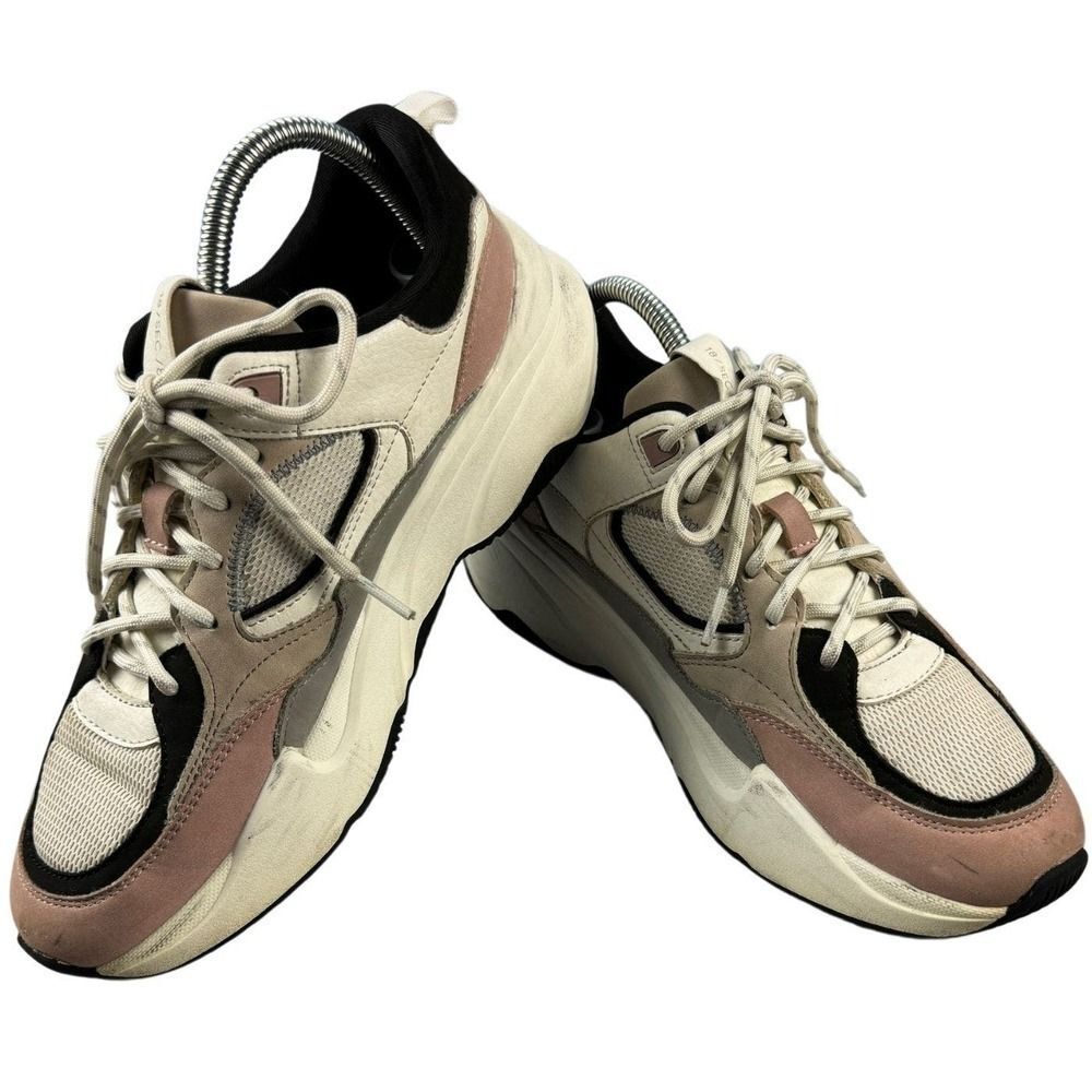 Bershka Womens Pink‎ White Lace Up Platform Athletic Sneakers Track EU39 / US8.5